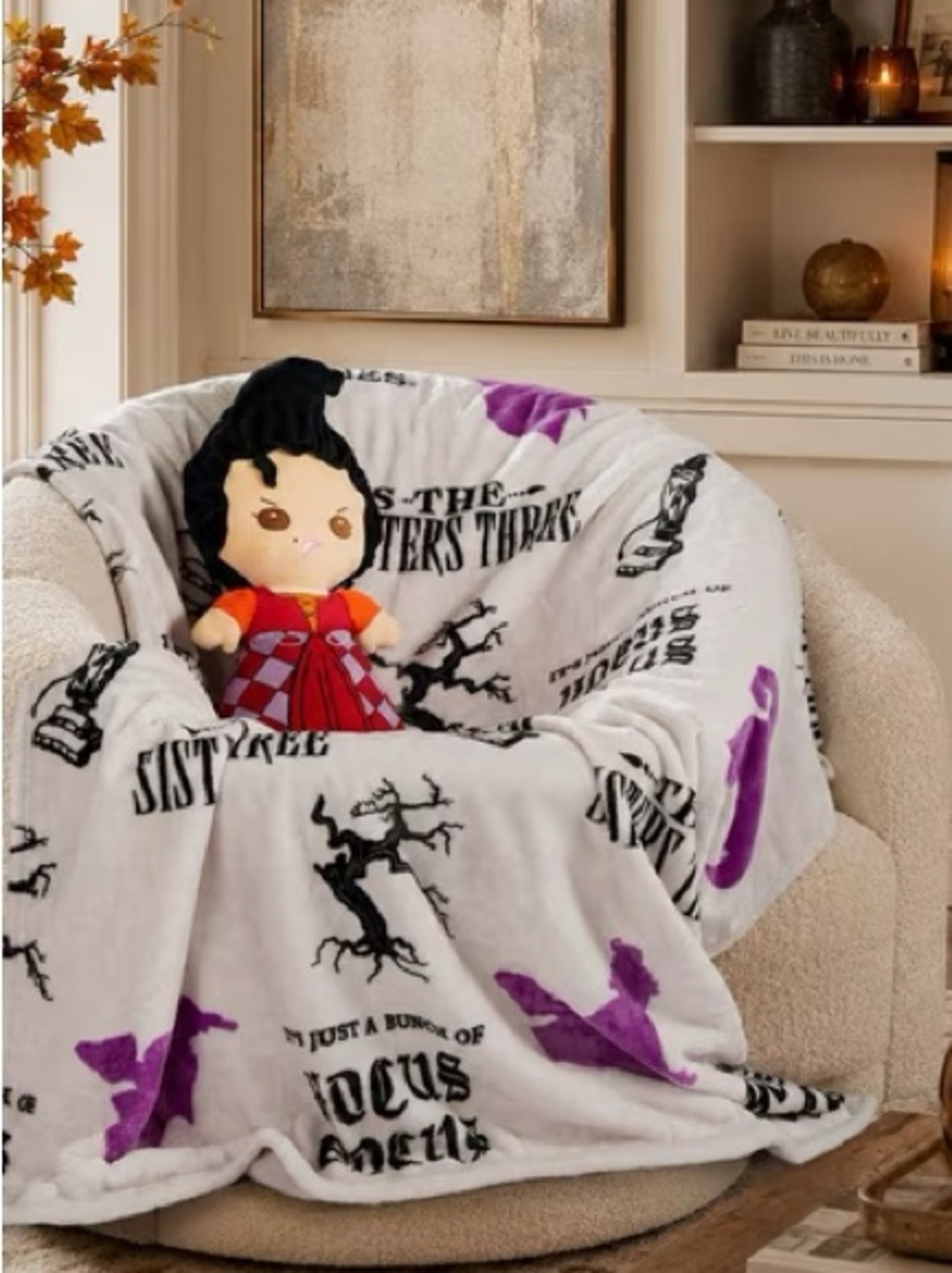 Mary Hocus Pocus Licensed 2-Piece Pillow Buddy and Silk Touch Throw Set